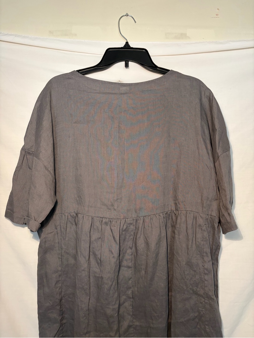 LINTICO Relaxed Short-Sleeve Gray Midi Dress size small 100% linen - Picture 5 of 9